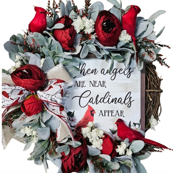 Cardinal Memorial Wreath - Picture 7 of 10